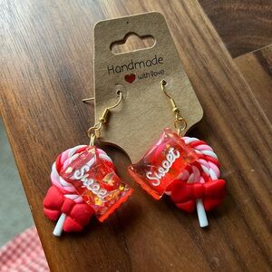 Sweet Red and White Lollipop Earrings